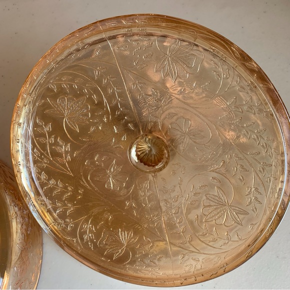 Iridescent Gold Carnival Jeannette Louisa Floragold Candy Cheese Dish & Lid - Picture 5 of 9